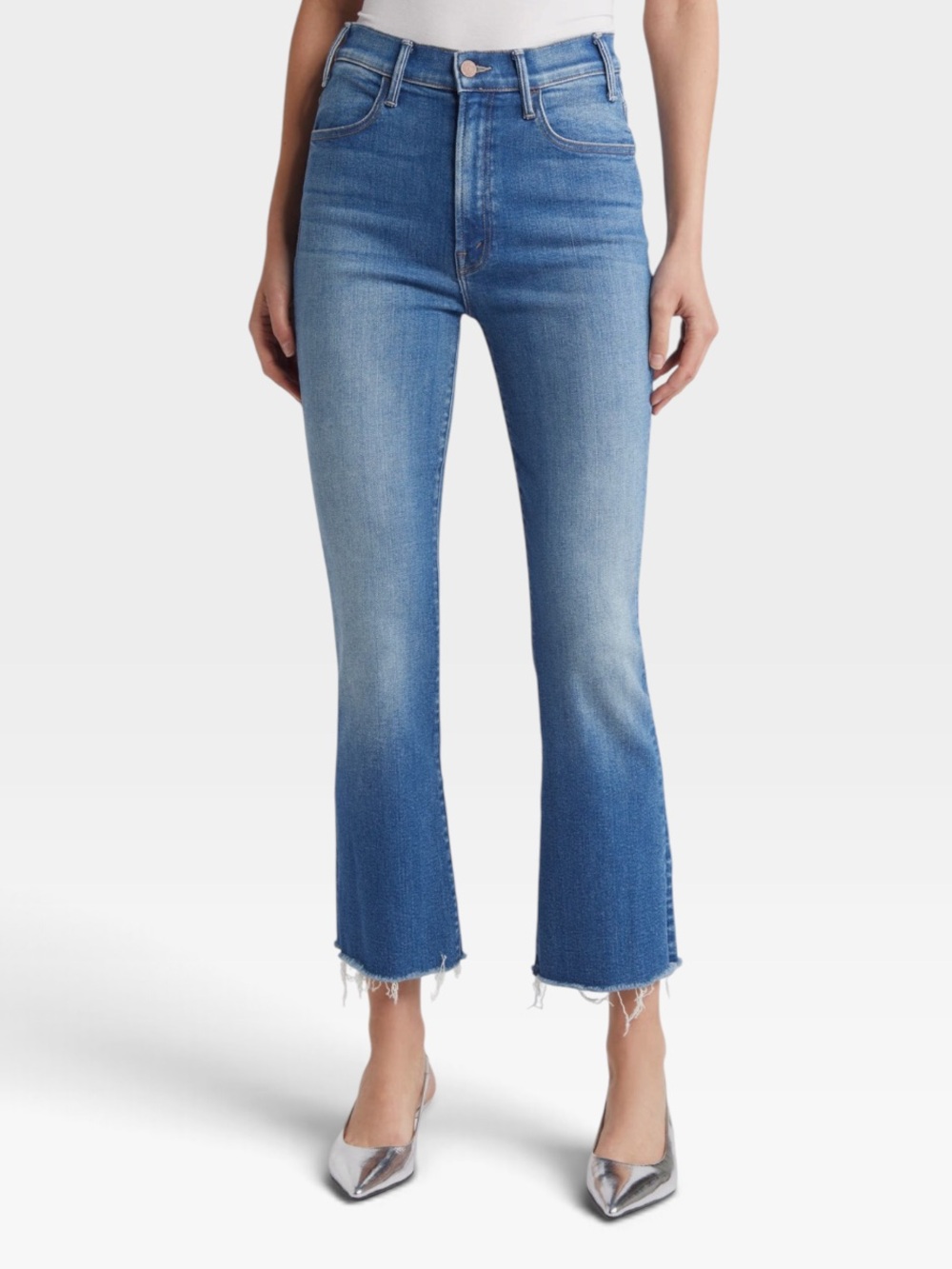 MOTHER The Hustler High-Rise Cropped Flare Jeans